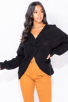 Black Twist Front Oversized Knitted Jumper