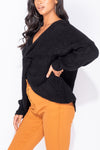 Black Twist Front Oversized Knitted Jumper
