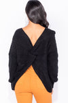 Black Twist Front Oversized Knitted Jumper
