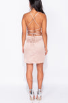 Champagne Satin Cowl Neck Bodycon Mini Dress