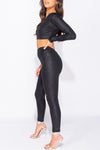 Black Crocodile Print High Waisted Leggings