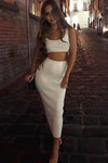 White Knitted Ribbed Co-Ord Set