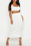 White Knitted Ribbed Co-Ord Set