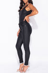 Black Crocodile Print Scoop Neck Bodysuit