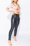 Black Zip Front Faux Leather Skinny Trousers