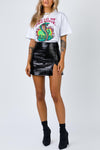 Black Croc Print Faux Leather Mini Skirt