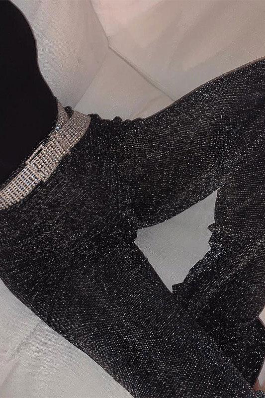 Black Glitter Wide Leg Trousers