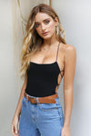 Black Lace Cross Over Back Bodysuit
