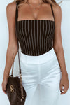 Black Pinstripe Square Neck Bodysuit