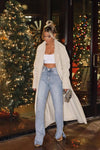 Light Wash Split Hem Straight Leg Denim Jeans