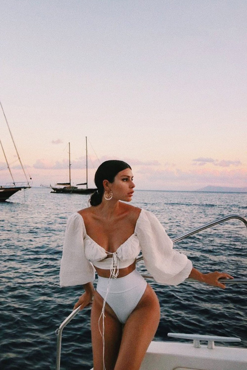 White Lace Front Milkmaid Crop Top