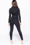 Washed Black Denim Western Belt Jumpsuit