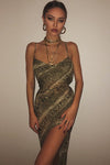 Brown Snake Print Sheer Maxi Dress