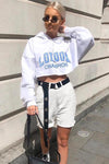 White London Champion Cropped Oversized Hoodie