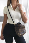 White Ribbed Zip Short Sleeve Crop Top