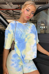 Blue Tie Dye Print T-Shirt & Shorts Co-Ord Set