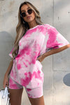 Blue Tie Dye Print T-Shirt & Shorts Co-Ord Set