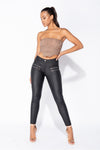 Black High Waisted Coated Zip Skinny Jeans