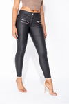 Black High Waisted Coated Zip Skinny Jeans