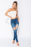 Cream Mesh Boned Corset Crop Top