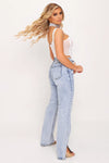 Ice Blue Distressed Split Hem Jeans