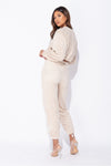 Beige Teddy Borg Top & Joggers Loungewear Set