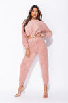 Pink Teddy Borg Top & Joggers Loungewear Set