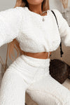 White Teddy Top & Joggers Loungewear Set