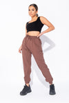 Brown Drawstring Detail Oversized Joggers