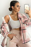 Pink Check Oversized Shacket