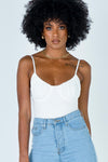 White Ruched Bustier Strappy Bodysuit