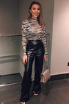 Black Faux Leather Wide Leg Trousers