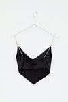 Black Satin Diamante Cowl Neck Crop Top