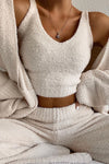 Ivory Fluffy Rib Knitted Vest + Wide Leg Lounge Set