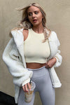 Ivory Oversized Hooded Teddy Jacket