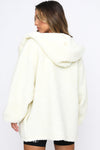 Ivory Oversized Hooded Teddy Jacket