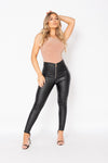 Black Coated Zip Detail Skinny Trousers
