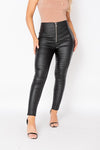 Black Coated Zip Detail Skinny Trousers