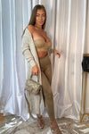 Beige Oversized Balloon Sleeve Knitted Cardigan