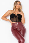 Black Bustier Mesh Corset Detail Crop Top