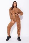 Brown Borg Teddy Crop & Joggers Lounge Set

