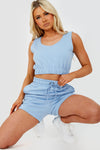 Baby Blue Fleece Lined Crop Top & Shorts Set