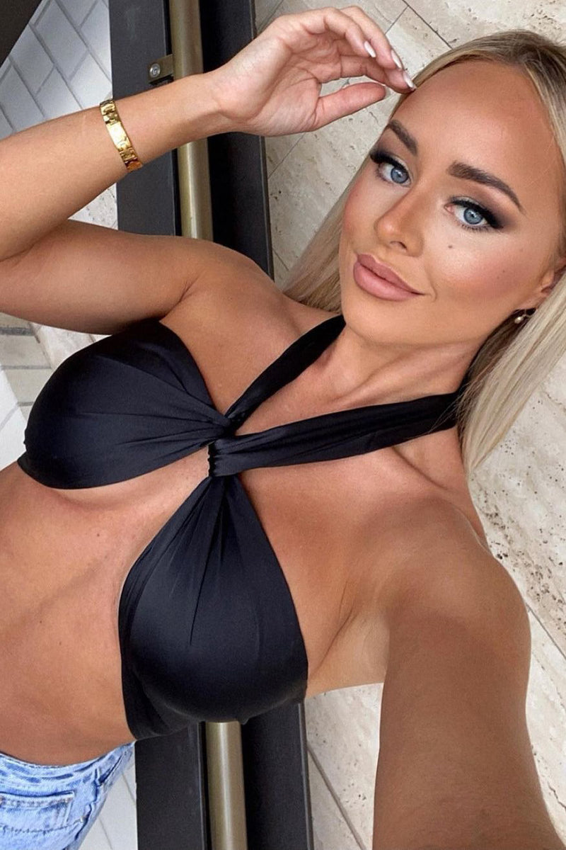 Black Multi Way Scarf Wrap Crop Top