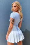 Baby Blue Ribbed Criss Cross Tie Up Crop Top