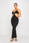 Black Sheer Knit Cut Out Maxi Dress