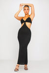 Black Sheer Knit Cut Out Maxi Dress