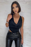 Black Slinky Cowl Neck Cami Top