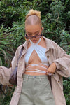 White Halterneck Criss Cross Tie Around Top