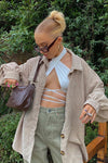 White Halterneck Criss Cross Tie Around Top