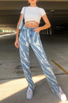 White Ribbed Tie Waist Crop Top